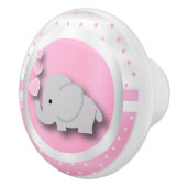 Polka Dot Pattern | Baby Roze, wit en olifant Keramische Knop (Rechts)