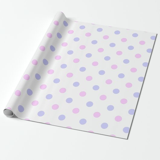 Polka Dot Pattern - Bleek Roze en Bleek Paars Cadeaupapier (Uitgerold)