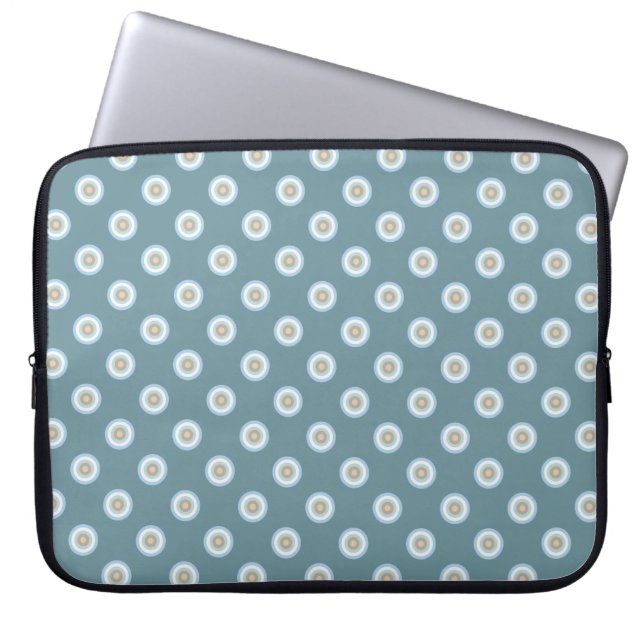 Polka Dot Pattern - Blue Brown Sand Beige Turquois Laptop Sleeve (Voorkant)