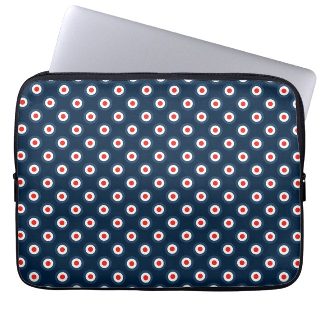 Polka Dot Pattern - Blue Red White Laptop Sleeve (Voorkant)