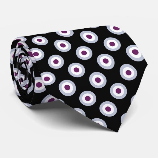Polka Dot Pattern - Blue Violet Black White Stropdas (Opgerold)