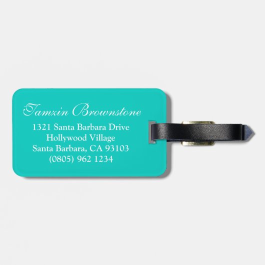 Polka dot pattern genaamd aqua bagagelabel (Achterkant horizontaal)