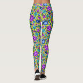 Polka Dot Pattern in Pink Blue Blauwgroen - Leggings (Achterkant)