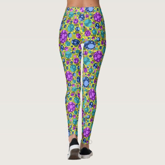 Polka Dot Pattern in Pink Blue Blauwgroen - Leggings (Achterkant)