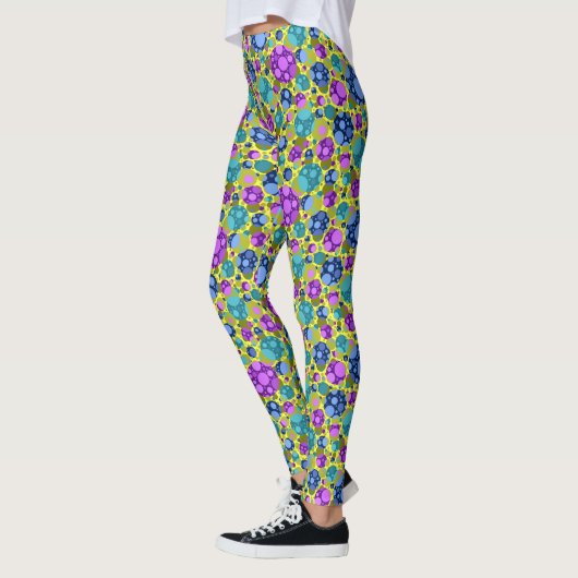 Polka Dot Pattern in Pink Blue Blauwgroen - Leggings (Links)