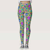 Polka Dot Pattern in Pink Blue Blauwgroen - Leggings (Voorkant)