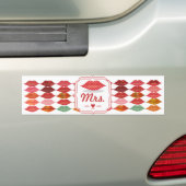 Polka Dot Pattern Lips Mrs Hipster Bride Bumpersticker (Op auto)
