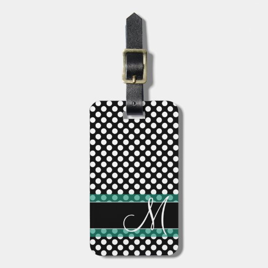 Polka Dot Pattern met Monogram Bagagelabel (Voorkant verticaal)