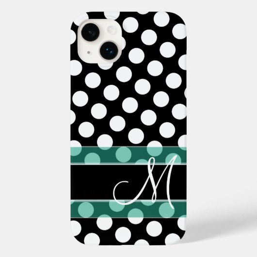 Polka Dot Pattern met Monogram Case-Mate iPhone Case (Achterkant)