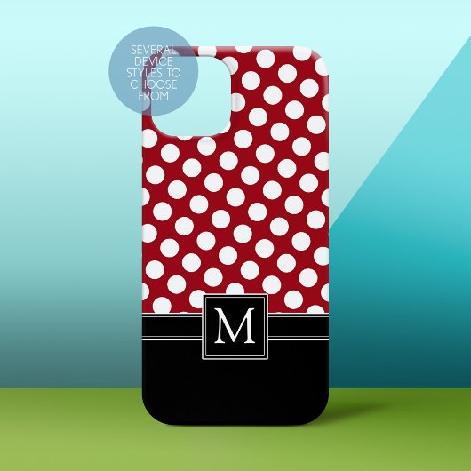 Polka Dot Pattern met Monogram Case-Mate iPhone Case