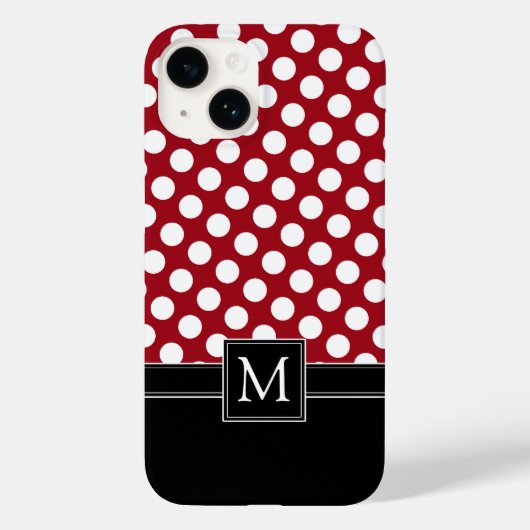 Polka Dot Pattern met Monogram Case-Mate iPhone Case (Achterkant)
