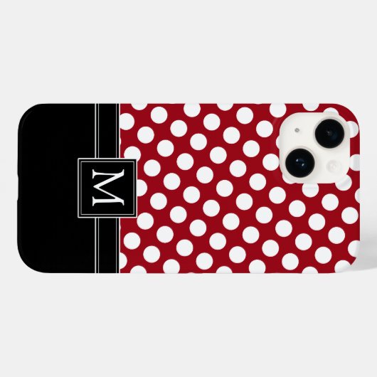 Polka Dot Pattern met Monogram Case-Mate iPhone Case (Achterkant (horizontaal))