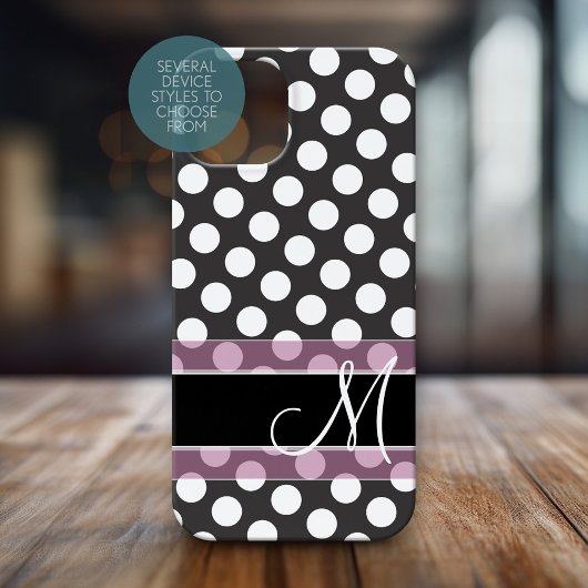 Polka Dot Pattern met Monogram - Roze en Zwart Case-Mate iPhone Case