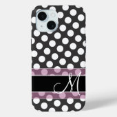 Polka Dot Pattern met Monogram - Roze en Zwart Case-Mate iPhone Case (Achterkant)