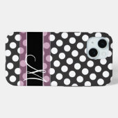 Polka Dot Pattern met Monogram - Roze en Zwart Case-Mate iPhone Case (Achterkant (horizontaal))
