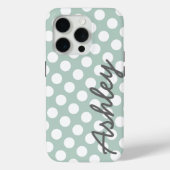 Polka Dot Pattern met naam - grijze munt Case-Mate iPhone Case (Achterkant)