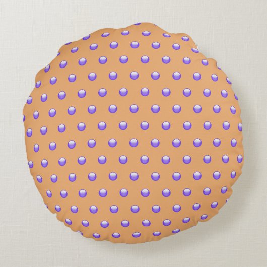 Polka Dot Pattern Modern Blue en Peach Nursery Rond Kussen (Achterkant)