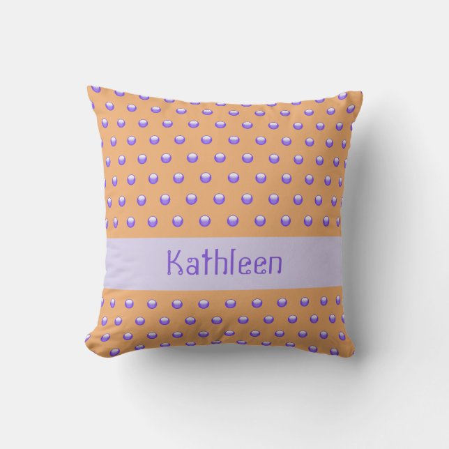 Polka Dot Pattern Modern Blue en Peach Spotted Kussen (Voorkant)