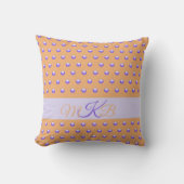 Polka Dot Pattern Modern Blue Peach Spots Monogram Kussen (Voorkant)