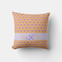 Polka Dot Pattern Modern Blue Peach Spots Monogram