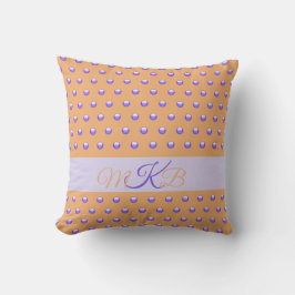 Polka Dot Pattern Modern Blue Peach Spots Monogram Kussen