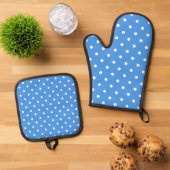 Polka dot pattern ovenwant & pannenlap set (Top down)