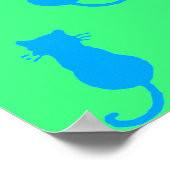 Polka Dot Pattern Pop Art Cat in Blue en Limoen Poster (Hoek)