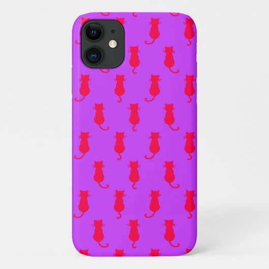Polka Dot Pattern Pop Art Cat in Red en Lila Case-Mate iPhone Case (Achterkant)