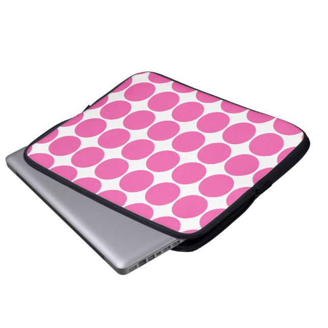 Polka Dot Pattern Print Design Hot Pink Pumts Laptop Sleeve (Voorkant onderkant)
