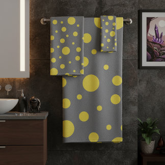 Polka Dot Pattern Yellow Gray Bad Handdoek