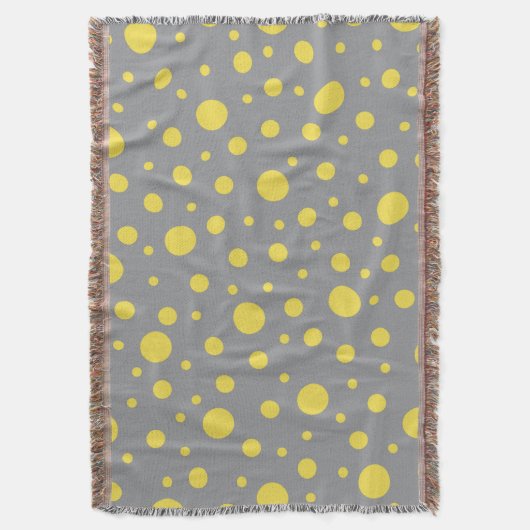 Polka Dot Pattern Yellow Grey Deken (Voorkant Verticaal)