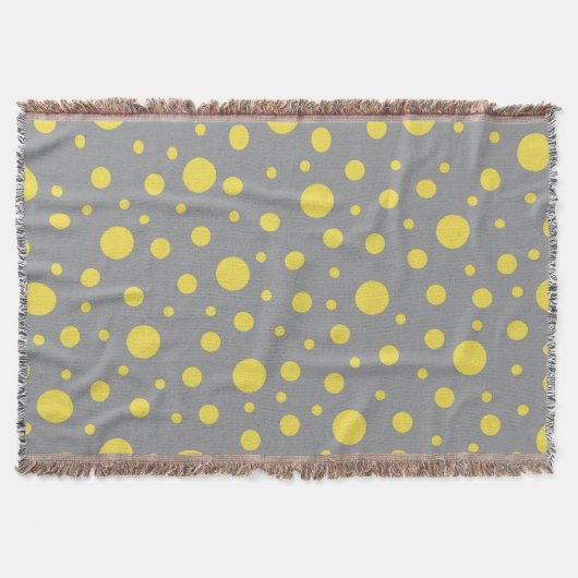 Polka Dot Pattern Yellow Grey Deken (Voorkant)