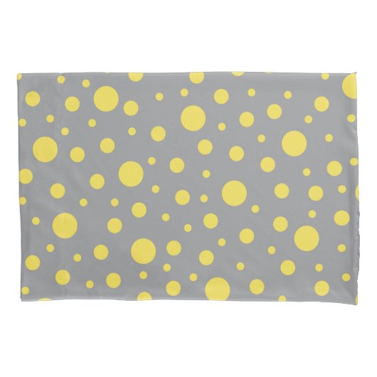 Polka Dot Pattern Yellow Grey Kussensloop (Voorkant)