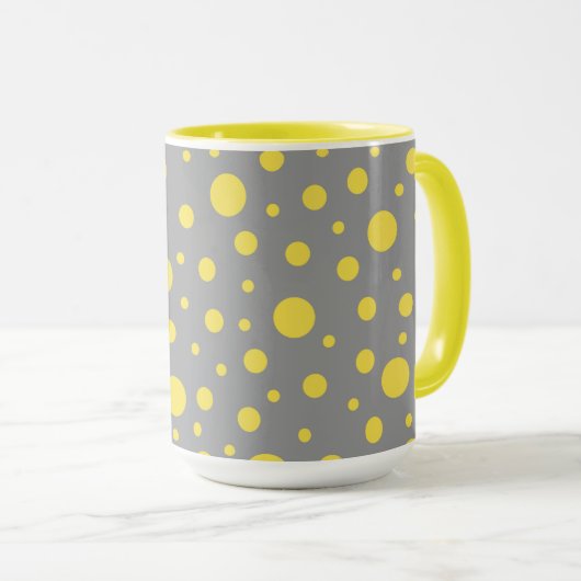 Polka Dot Pattern Yellow Grey Mok (Voorkant rechts)