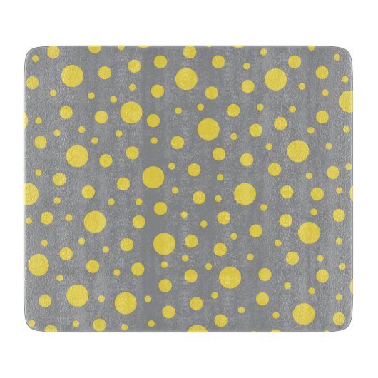 Polka Dot Pattern Yellow Grey Snijplank (Voorkant)
