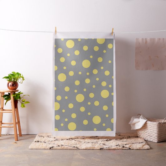 Polka Dot Pattern Yellow Grey Stof (Voorbeeld)