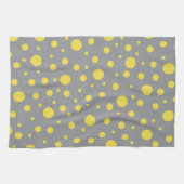 Polka Dot Pattern Yellow Grey Theedoek (Horizontaal)