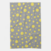 Polka Dot Pattern Yellow Grey Theedoek (Verticaal)