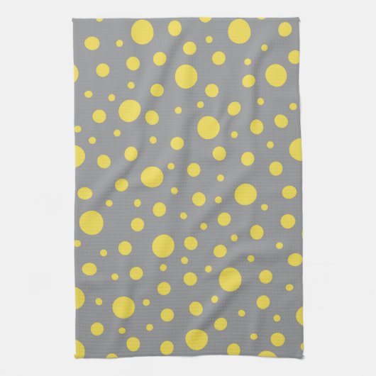 Polka Dot Pattern Yellow Grey Theedoek (Verticaal)