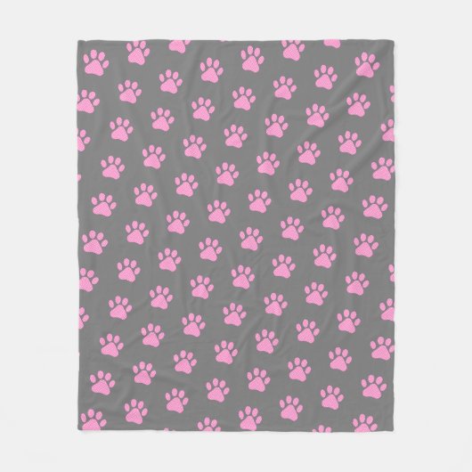 Polka dot paw afdrukken op grijs fleece deken (Voorkant)