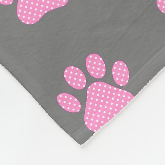 Polka dot paw afdrukken op grijs fleece deken (Hoek)