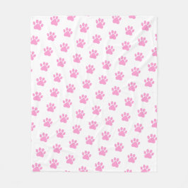 Polka dot paw afdrukken op wit fleece deken