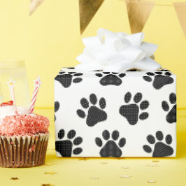 Polka Dot Paw Prints Cadeaupapier