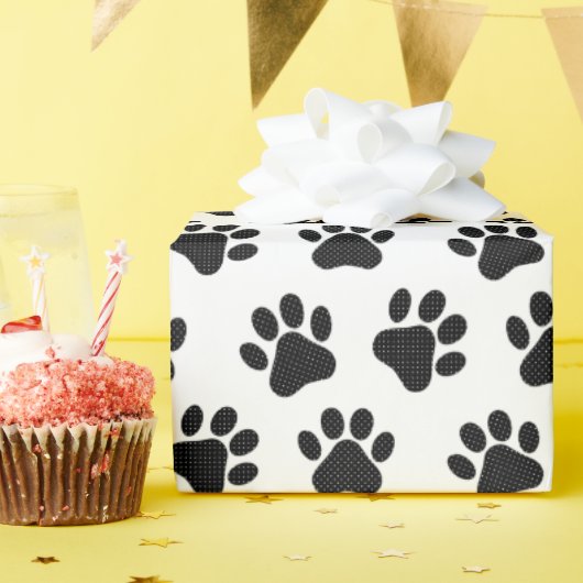 Polka Dot Paw Prints Cadeaupapier (Verjaardagsfeest)