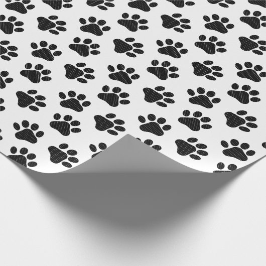 Polka Dot Paw Prints Cadeaupapier (Hoek)