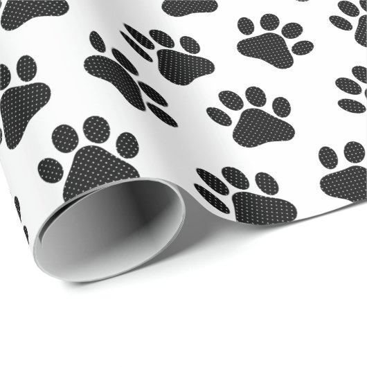 Polka Dot Paw Prints Cadeaupapier (Rol Hoek)