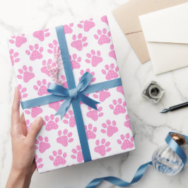 Polka Dot Paw Prints Cadeaupapier