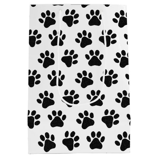 Polka Dot Paw Prints Medium Cadeauzakje (Achterkant)