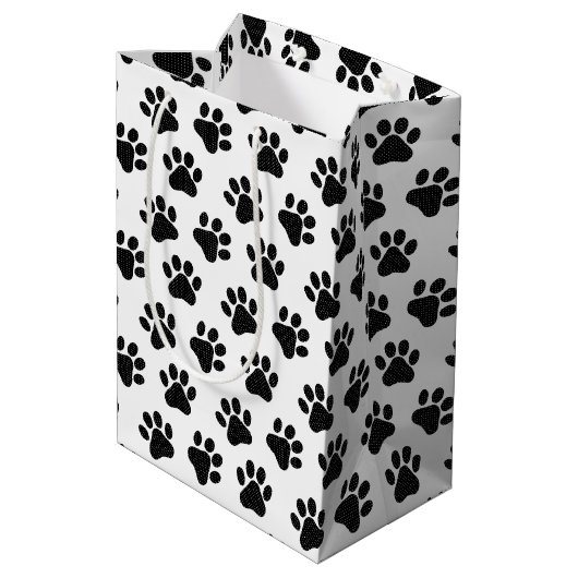 Polka Dot Paw Prints Medium Cadeauzakje (Achterkant Gekanteld)