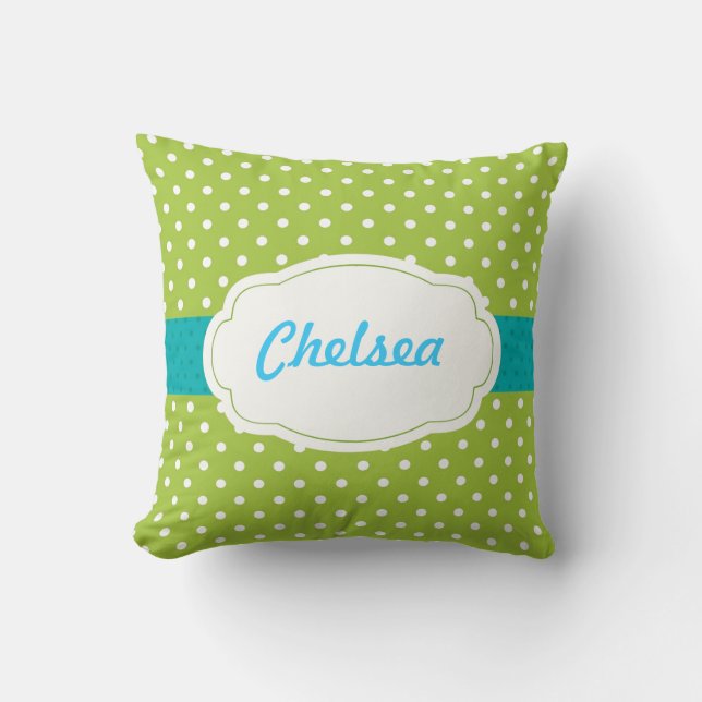 Polka Dot Personalized Sierkussen (Voorkant)